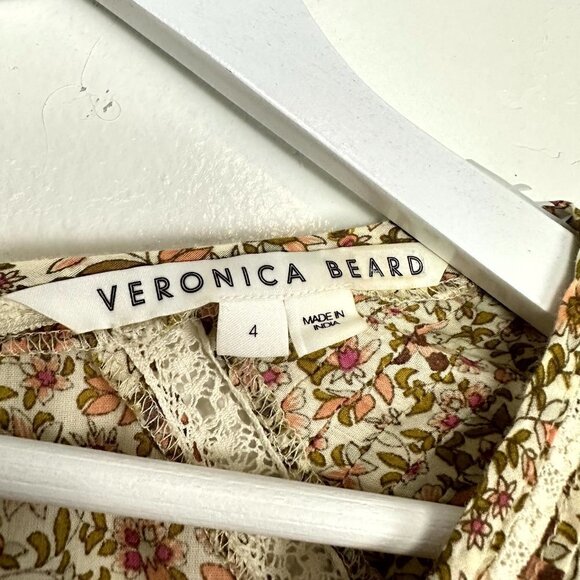 VERONICA BEARD Addilyn Floral Dress in Stone Multi Size 4 - Picture 8 of 16